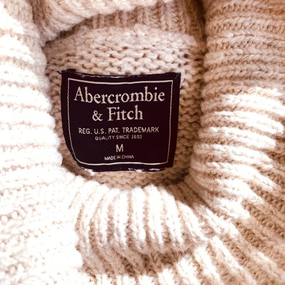 ABERCROMBIE & FITCH Oatmeal Mixed Knit Long Sleeve Sweater Sz M - Picture 7 of 12